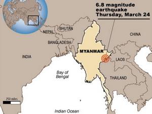 Ít nhất 10 người chết do vụ động đất tại Myanmar